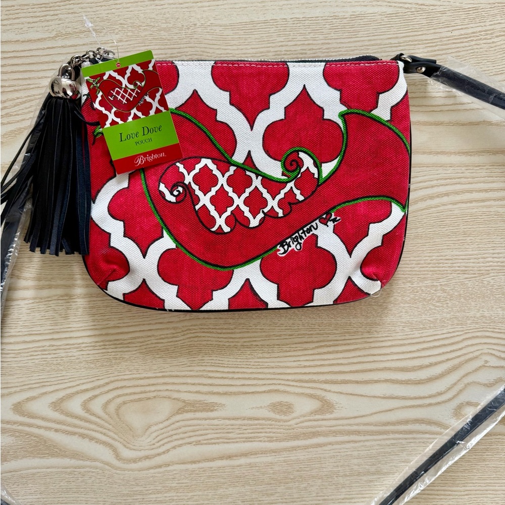 Brighton Love Dove Red & White Crossbody Pouch Bag